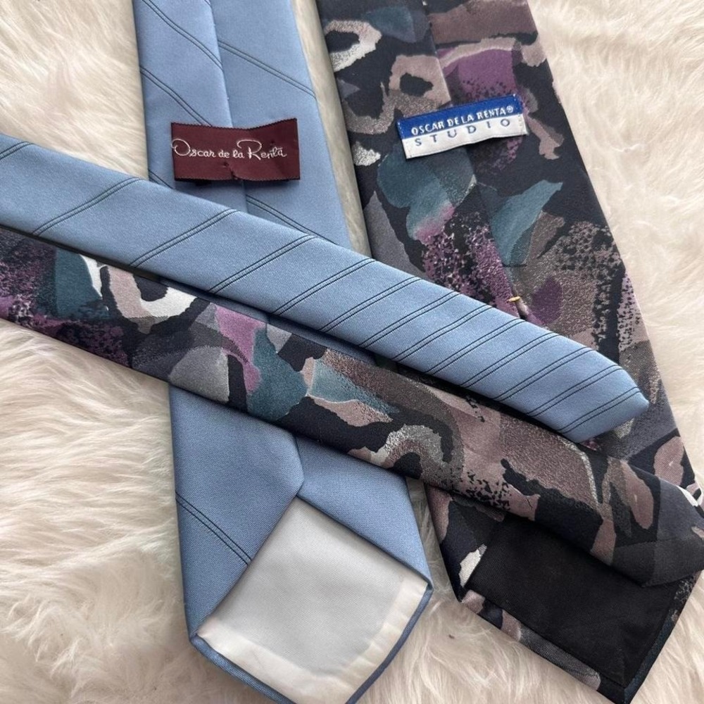 Beautiful Pair‎ of Luxury Oscar De La Renta Ties - Purple Blue Jewel Tones